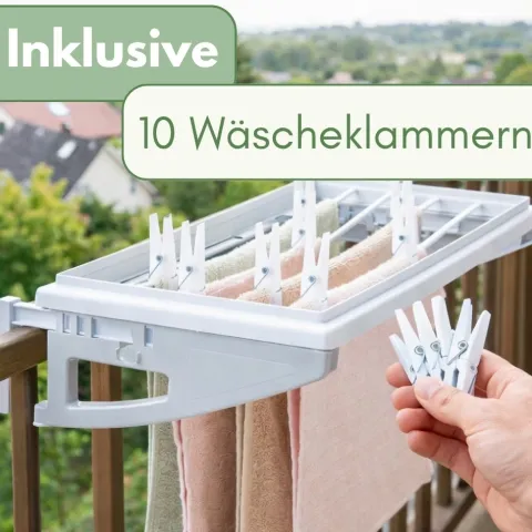 Wäscheständer Badewanne Wäscheständer Balkon Handtuchhalter Heizkörper Badheizkörper Handtuchhalter Heizungstrockner Balkonwäschetrockner inkl 10 Wäscheklammern