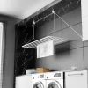 Wäscheständer Decke 140x50cm, Wäscheständer Platzsparend mit 11.2 Metern Trocknungsoberfläche, Wäscheständer Badewanne, Vertikal Zusammenklappbar 2.5 Meter, Deckenwäschetrockner aus Metall, Weiß