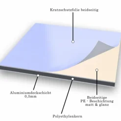 50x100cm - Aluverbundplatte Aluminiumverbund Elfenbein RAL 1015 - 3 mm/0,3 mm