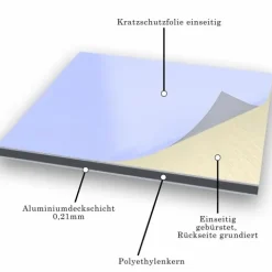 70x70cm - Aluverbundplatte Aluminiumverbund Gold-Gebürstet 007 - 3 mm/0,3 mm
