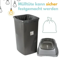 2x Mülleimer Schwingdeckel Mülleimer Küche 33 L Groß 60 cm Schwingeimer Mülltrenner Abfalleimer Küche Mülleimer mit Deckel Küchenabfalleimer