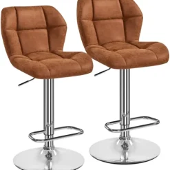 Yaheetech 2er Barhocker mit Rückenlehne , Retro-Braun