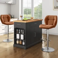 Yaheetech 2er Barhocker mit Rückenlehne , Retro-Braun