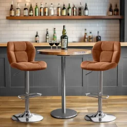 Yaheetech 2er Barhocker mit Rückenlehne , Retro-Braun