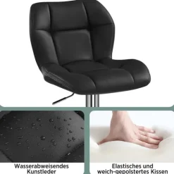 Yaheetech 2er Barhocker mit Rückenlehne , Schwarz
