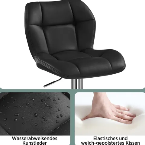 Yaheetech 2er Barhocker mit Rückenlehne , Schwarz