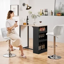 Yaheetech 2er Barhocker mit Rückenlehne , Weiß