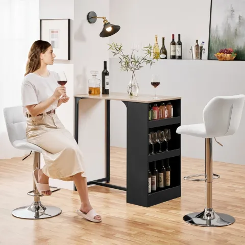 Yaheetech 2er Barhocker mit Rückenlehne , Weiß