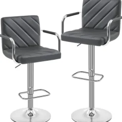Yaheetech 2er Set Barhocker mit Armlehnen , Dunkelgrau