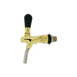 Zapfhahn, Kompensatorhahn, Bierzapfhahn, Schankhahn - selbstschließend, gold, Gewindelänge: 55 mm