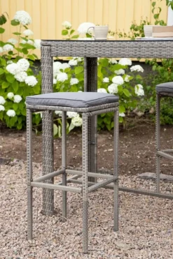 Alo Garten Barhocker inkl. Kissen grau. 38 X 38 X 76 cm