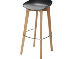 Barhocker Veba Keeve 88 x 47 x 53 cm Holz schwarz niedrig