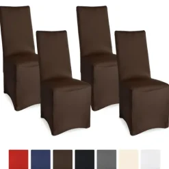 Beautissu Leona Stuhlhusse 95x45cm Braun Stretch Bankett (4tlg)