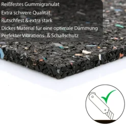 BigDean Antivibrationsmatte 60x60 cm – zuschneidbare Gummimatte Made in Germany – Dämmmatte 0,6cm Höhe für unterschiedliche Geräte & Räume geeignet