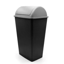 BigDean Mülleimer mit Schwingdeckel 45 L Anthrazit – Abfalleimer für die Küche & Büro – Müllbehälter aus robustem & geruchsdichtem Kunststoff – Made in Europe
