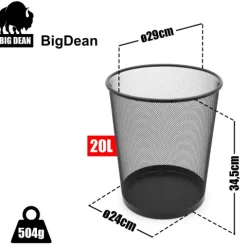 BigDean Papierkorb Mülleimer schwarz 20L Draht - Mülleimer Büro - robuster Papiereimer für Zuhause & Büro