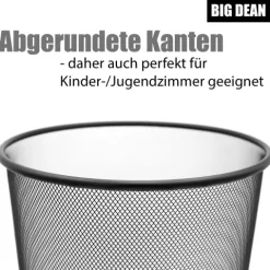 BigDean 2 Stück Papierkorb Mülleimer schwarz 20L Draht - Mülleimer Büro - hochwertiger Papiereimer für Zuhause & Büro