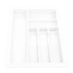 BigDean Universal Besteckeinsatz für Schubladen 40 cm - Zuschneidbar - 330x490mm - Schubladeneinsatz aus Kunststoff, Besteckkasten weiß, Made in Europe
