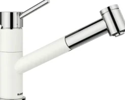 Blanco Einhebel Küchenarmatur mit herausziehbaren Auslauf KANO-S VARIO chrom silgranitweiß matt glänzend 527964