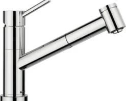 Blanco Einhebel Küchenarmatur Niederdruckarmatur mit Brause KANO-S-F chrom glänzend Fenstermontage abklappbar 527970