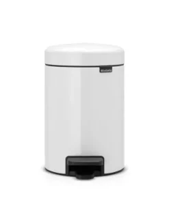 Brabantia Klassischer Tretmülleimer Mit Soft Verschluss 3 Liter HxBxT 26,4 x 16,8 x 23,5 cm Metall Weiß