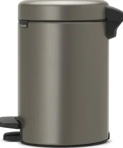 Brabantia Klassischer Tretmülleimer Mit Soft Verschluss 3 Liter HxBxT 26,4 x 16,8 x 23,5 cm Metall Platin