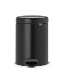 Brabantia Klassischer Tretmülleimer Mit Soft Verschluss 5 Liter HxBxT 30,2 x 26,3 x 21,7 cm Metall Metallik Schwarz