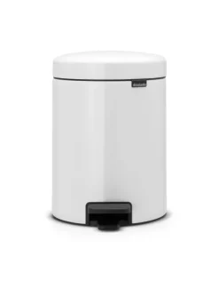 Brabantia Klassischer Tretmülleimer Mit Soft Verschluss 5 Liter HxBxT 30,2 x 26,3 x 21,7 cm Metall Weiß
