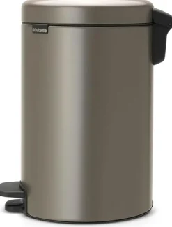Brabantia Klassischer Tretmülleimer Mit Soft Verschluss 12 Liter HxBxT 41,1 x 25,1 x 33,8 cm Metall Platin