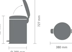 Brabantia Klassischer Tretmülleimer Mit Soft Verschluss 20 Liter HxBxT 46,7 x 29 x 38 cm Metall Metallik Schwarz