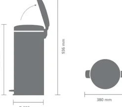 Brabantia Klassischer Tretmülleimer Mit Soft Verschluss 30 Liter HxBxT 67,9 x 29,3 x 38 cm Metall Metallik Schwarz