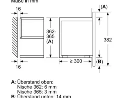 Einbau Mikrowelle Bosch BER7321B1 BxHxT 59,4 x 38,2 x 31,8 cm