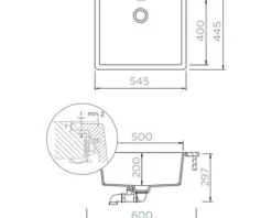 Flächenbündige Spüle SCHOCK Greenwich N-100L FB 545 x 445 mm magma GREN100LFBMAG