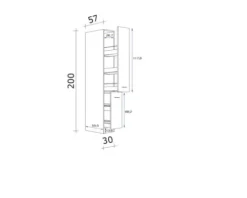 Flex Well Apothekerschrank Capri BxTxH 30 x 57 x 200 cm schwarz matt antifingerprint zerlegt 00012497