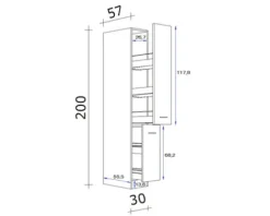 Flex Well Apothekerschrank Santo BxTxH 30 x 57 x 200 cm anthrazit matt zerlegt 00011004