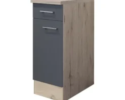 Flex Well Unterschrank mit Schublade und Drehtür Tiago BxTxH 30 x 60 x 85 cm basaltgrau matt zerlegt Anschlag reversibel 00011686