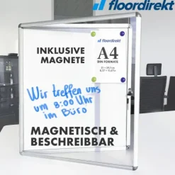 FLOORDIREKT Schaukasten Premium - Acrylglas Magnetisch Beschreibbar Alu-Rahmen - 1 x A4