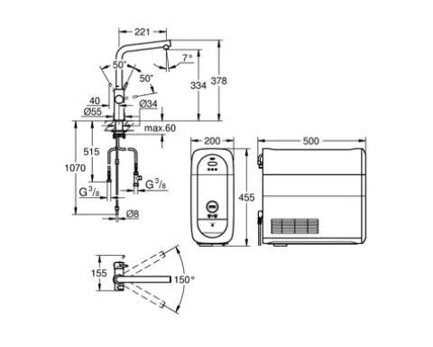 GROHE Küchenarmatur mit Sprudel GROHE BLUE HOME chrom 31454001