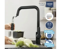 Grohe Quickfix Küchenarmatur mit Handbrause START schwarz matt 306312430