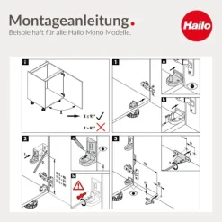Hailo 3520001 Abfallsammler 20 l Edelstahl/schwarz für Drehtür