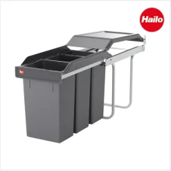 HAILO 3650131 Abfallsammler 30 L Kunststoff/Metall dunkelgrau für 30 cm Schrank