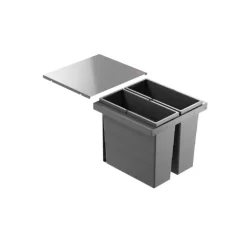 Hailo Abfallsammler 10000222 Einbau-Abfalleinsatz 36 l Kunststoff/Metall dunkelgrau für 45 cm Schubkasten