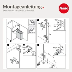 Hailo Abfallsammler 16 L 3416071 Metall/Kunststoff dunkelgrau/schwarz für 450–600-mm-Drehtürschrank