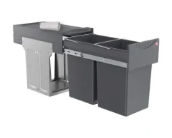 Hailo Abfallsammler 3666108 TA Swing Tandem 2 x 15 L Vollauszug Kunststoff Metall für 30 cm Schrank