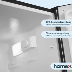 homeX Kühlschrank mit Gefrierfach Kühl-Gefrierkombination freistehend 173 Liter Nutzinhalt 40 dB CFS1110-B schwarz