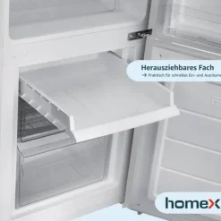 homeX Kühlschrank mit Gefrierfach Kühl-Gefrierkombination freistehend 173 Liter Nutzinhalt 40 dB CFS1110-W weiß