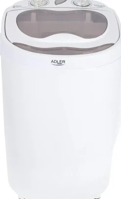 JUNG ADLER AD8055 Mini Waschmaschine mit Schleuder weiss, Waschautomat bis 3 KG, 15 Min Waschprogramm Reisewaschmaschine, Miniwaschmaschine, Camping Mobile Waschmaschine, Toploader (1 Kammer)