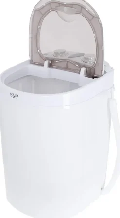JUNG ADLER AD8055 Mini Waschmaschine mit Schleuder weiss, Waschautomat bis 3 KG, 15 Min Waschprogramm Reisewaschmaschine, Miniwaschmaschine, Camping Mobile Waschmaschine, Toploader (1 Kammer)