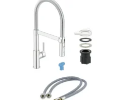 KEO Küchenarmatur flexibel mit Brause CAI CoolStart Schnellmontage von Unten "Quickfix" chrom