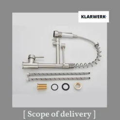 KLARWERK® Björn | Gastronomie Küchenarmatur Silber gebürstet mit Zwei Brausen | Edelstahl Wasserhahn Küche 2 Anschlüsse | Doppelspülbecken Restaurant